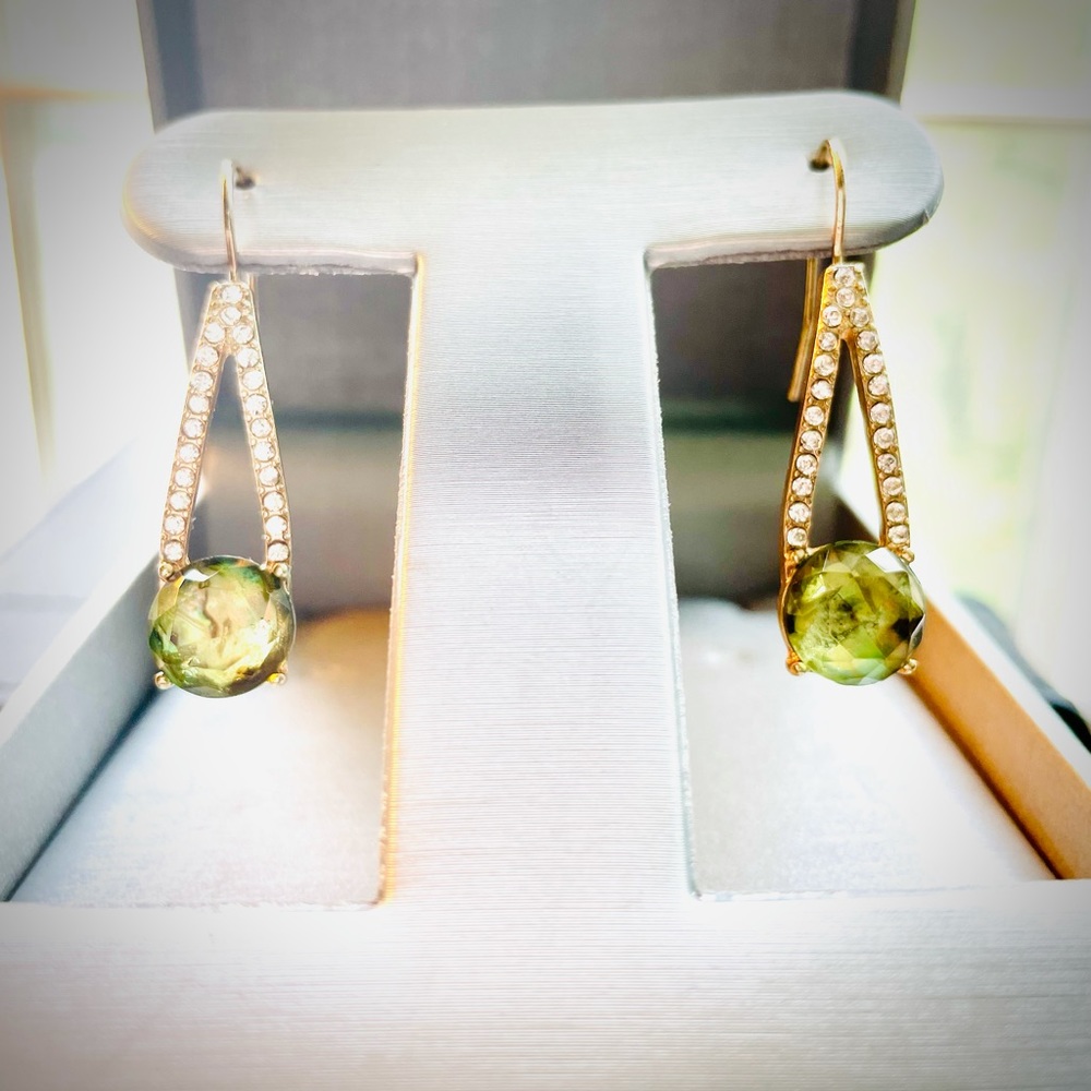 Gold tone with green Swarovski crystal earrings